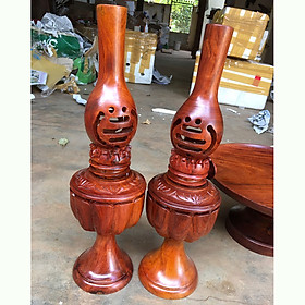 Mua Cặp Đèn thờ bằng gỗ hương nguyên khối để bàn thờ gia tiên cao 60cm