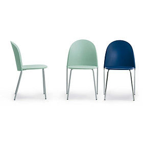 Ghế ăn FLASH Có thể xếp chồng ghế tiếp khách văn phòng ghế Cafe fastfood phong cách Italia chân thép sơn tĩnh điện màu bạc thân nhựa màu xanh dương / màu xanh bạc hà ở HCM