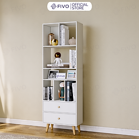 Tủ Đựng Sách Gỗ MDF FIVO FB61 (50 x 24 x 147cm) Phong Cách Hàn Quốc (Có Hộc Kéo)- Hàng Chính Hãng