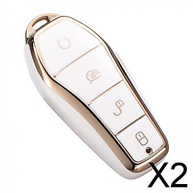 2xAuto Key Fob Cover Protector for Byd Atto 3 Replace High Quality White