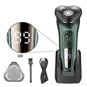 Máy cạo râu Kemei KM-2805 lưỡi nổi 3D chống thấm nước có thể cạo với kem cạo râu, công suất mạnh 5W sạc nhanh USB  màn hình LED hiển thị