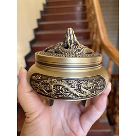 Mua LƯ HƯƠNG XÔNG TRẦM  ĐỐT TRẦM BẰNG ĐỒNG NGUYÊN CHẤT NẮP HÌNH RỒNG NỔI Size to đại