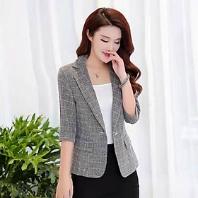 Áo vest xinh diện bốn mùa mẫu kẻ tay lỡ có túi 