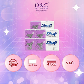 Combo 5 Giấy ăn Slisoft Trắng tự nhiên đa năng,khăn giấy rút không chất tẩy trắng an toàn cho cả gia đình