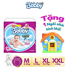 Tã dán Bobby siêu thấm - khô thoáng M76/L68/XL62/XXL56 tặng 1 nhà thả hình thông minh