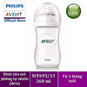 Bình sữa mô phỏng tự nhiên hiệu Philips Avent (260 ml - đơn) cho trẻ từ 1 tháng tuổi 693.13 - Shop Con Của M