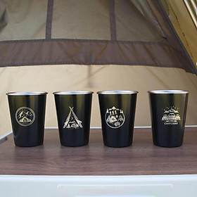 Set of 4 Stainless Steel Camping Cup Set, Portable Outdoor Travel Cups, Coffee Cups with Storage Case