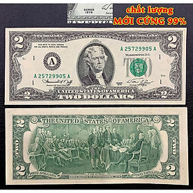Mua  LOẠI ĐẸP  MỚI 99%  Tờ 2 Dollar 1976 may mắn   hiếm gặp  sưu tầm
