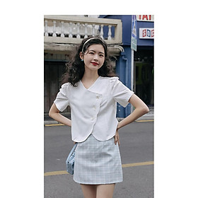 Áo Croptop Linen Cúc Đắp Chéo - MUOJ - Hàng Thiết Kế (kèm ảnh chi tiết vải)