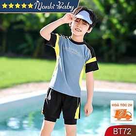 Bộ bơi bé trai quần 2 lớp cá tính năng động, chất liệu thun lạnh dày dặn mịn mát đẹp, co giãn đa chiều thoải mái, thời trang nam tính | BT71