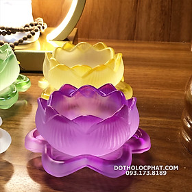 Đế đèn cầy hoa sen lưu ly có 7 màu lựa chọn
