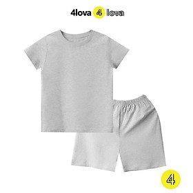 Bộ quần áo cộc tay thun trơn cho bé trai và gái 4LOVA chất cotton mùa hè chính hãn