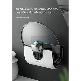Giá Đựng Nắp, Vung Nồi Kèm Móc Treo dán tường siêu chắc Ecoco
