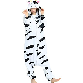 Bộ đồ ngủ hình thú bò sữa 1907 liền thân lông mịn Pijama Động Vật Hoạt Hình cho trẻ em người lớn Cosplay