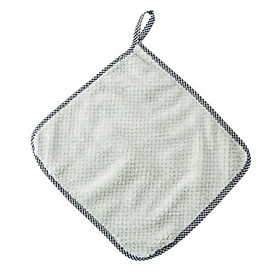 Khăn lau tay nhà bếp viền kẻ caro có móc treo 27.5x25cm - Xanh