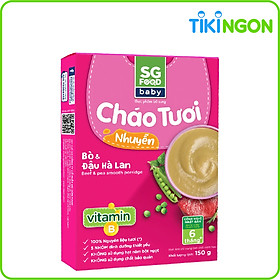 Cháo tươi  SG Food nhuyễn bò & đậu hà lan 150g