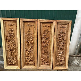 Mua Tranh tứ quý bốn mùa bằng gỗ gõ đỏ kt 37×117×5cm
