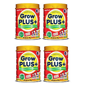 Bộ 4 Lon Sữa GrowPLUS+ Đỏ Cho Trẻ Suy Dinh Dưỡng Trên 1 Tuổi - 900g
