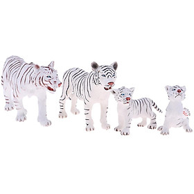4pcs Realistic White Tiger Model  Animal Figures Mini Jungle Animals Toy