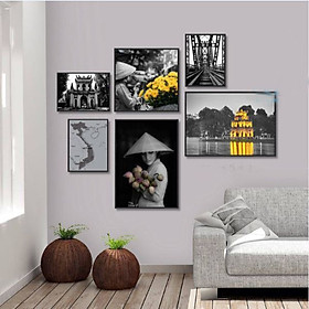 Mua Khung tranh treo tường Hà Nội xưa ép kim sa - bo viền composite KT03