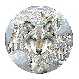 Dimensions Stamped Cross Stitch Kits for Beginner Wolf Pattern 14CT 15x15