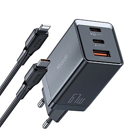 Mua Cốc Sạc Nhanh Mcdodo 67W 2C1U Gan5 mini Fast Charger Kit Pro (2 Type-C + USB  Kèm cáp) (Hàng chính hãng)