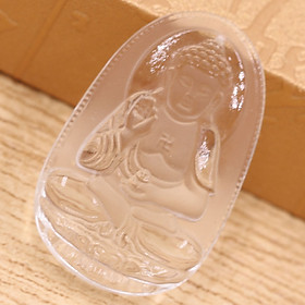 Mặt Phật A di đà 5 cm (size XL) pha lê trắng kèm móc và dây chuyền inox, Mặt Phật bản mệnh