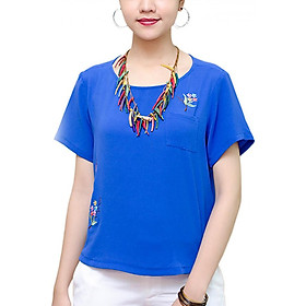 Áo Tay Ngắn Họa Tiết Hoa An Thủy TN557 - Xanh Dương