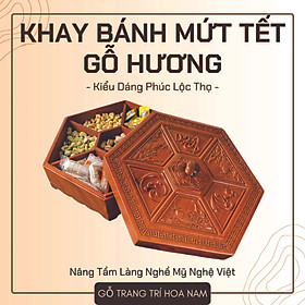 Mua Khay gỗ đựng bánh kẹo - Hộp gỗ đựng bánh kẹo tết Phúc - Lộc - Thọ - Khay gỗ Hương cao cấp
