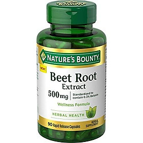 Nature's Bounty Beet Root Extract Pills and Herbal Health Supplement, Wellness Formula for Stamina and Faster Recovery, 500 mg, 90 Capsules