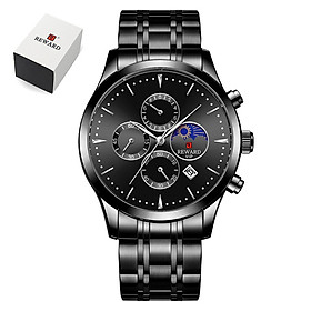 Đồng hồ nam Quartz Movement dây đeo bằng thép không gỉ chống thấm nước-Màu đen