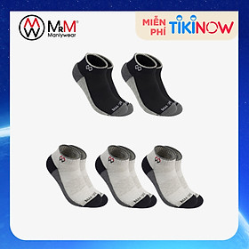 Combo 5 Đôi Tất Vớ Thể Thao, Vớ Đá Banh, Vớ Chạy Bộ Cổ Ngắn, Sợi Cotton Cao Cấp Chống Hôi Chân, Chống Phồng Rộp Chân, Chống Trượt Co Giãn 4 Chiều Mrm Manlywear - MM - Đen & Ghi