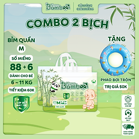 COMBO 2 Bịch tã bỉm QUẦN Nano Bamboo sợi tre M L XL XXL XXXL 88+6 Miếng