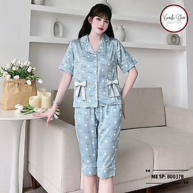 Bộ pijama nữ áo cộc quần ngố họa tiết túi nơ nhiều màu chất lụa cao cấp Xumaki Store BO037B