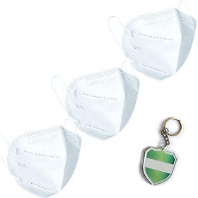 3 cái Khẩu trang N95 Pro Mask kháng khuẩn, chống bụi siêu mịn pm2.5 , vải không dệt, màu trắng , tặng 1 móc treo khóa mica