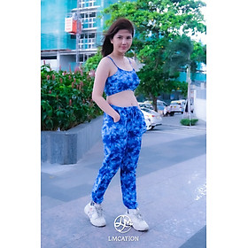 Bộ Đồ Thể Thao Nữ LMcation - Áo Bikini Thể Thao Elisa & Quần Dài Đa Năng Dana - Xanh Dương