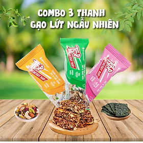 Thanh gạo lứt ngũ cốc hạt và chà bông, rong biển, trái cây