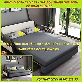 GIƯỜNG SOFA CAO CẤP Vinta A359-1 ( CÓ NGĂN CHỨA ĐỒ ) rộng 1m58 dài 1m93 - TẶNG 2 GỐI CAO CẤP