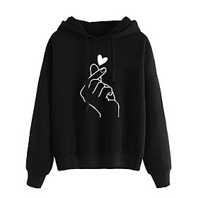 Áo Hoodie hình thả tim áo thun nỉ dài tay có mũ unisex