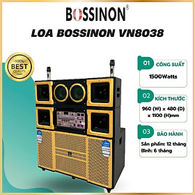 Mua Loa tủ gập 4 tấc đôi Bossinon VN8038 - _Kích thước full:  960(W) x 480 (D) x 1100 (H)mm _Kích thước khi gập lại:   960(W) x 480 (D) x 810 (H)mm _Công suất: 1500Watts _ Bình : 20AH- Hàng Chính Hãng