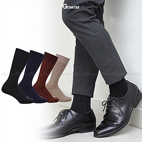 Hộp 4 đôi tất vớ đi giày tây nam GOMTAT mẫu gân chìm, chất liệu cotton cao cấp thoáng mát êm chân - GOM-MIX09-CB4