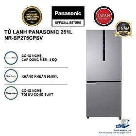 Tủ Lạnh Kháng Khuẩn Panasonic 251L NR-SP275CPSV - Cấp Đông Mềm - Siêu Tiết Kiệm - Ngăn Đá Dưới - Hàng chính hãng