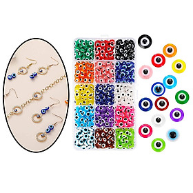 450Pcs Resin Evil Eye Beads 8mm Stripe Spacer Beads DIY Bracelet 15 Colors