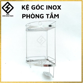 Kệ góc nhà tắm INOX Đặc có khay xà bông 2 tầng (20x20, 25x25 cm) kệ phòng tắm đa năng tiện dụng lắp góc tường đựng xà phòng, dầu gội, sữa tắm