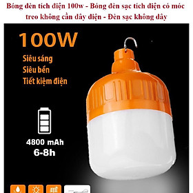 Bóng đèn Led sạc tích điện 6-8h - 100W công tắc 3 chế độ sáng.