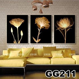 Mua Tranh treo tường canvas 3 bức phong cách hiện đại Bắc Âu 211  tranh hoa trang trí phòng khách  phòng ngủ  phòng ăn  spa