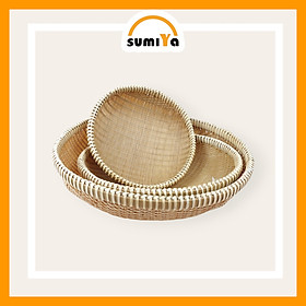 Mua Rá tre  Rổ tre viền mây đan kín cao cấp hình tròn  nguyên liệu tự nhiên thân thiện môi trường  trang trí  để thức ăn