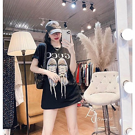 Áo Thun Nữ, Áo Phông Tay Lỡ Unisex Hình Đôi Giày GC Thắt Dây Độc Lạ Cực Hot Hit
