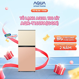 Tủ lạnh AQUA 130 lít ngăn đá trên AQR-T160FA(GGN) - Màu Be hồng - Freeship toàn quốc - Bảo hành 2 năm - Hàng chính hãng
