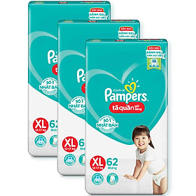 Combo 3 Tã quần Pampers giữ dáng cực đại XL62 - Size XL (62 Miếng x 3 Gói)